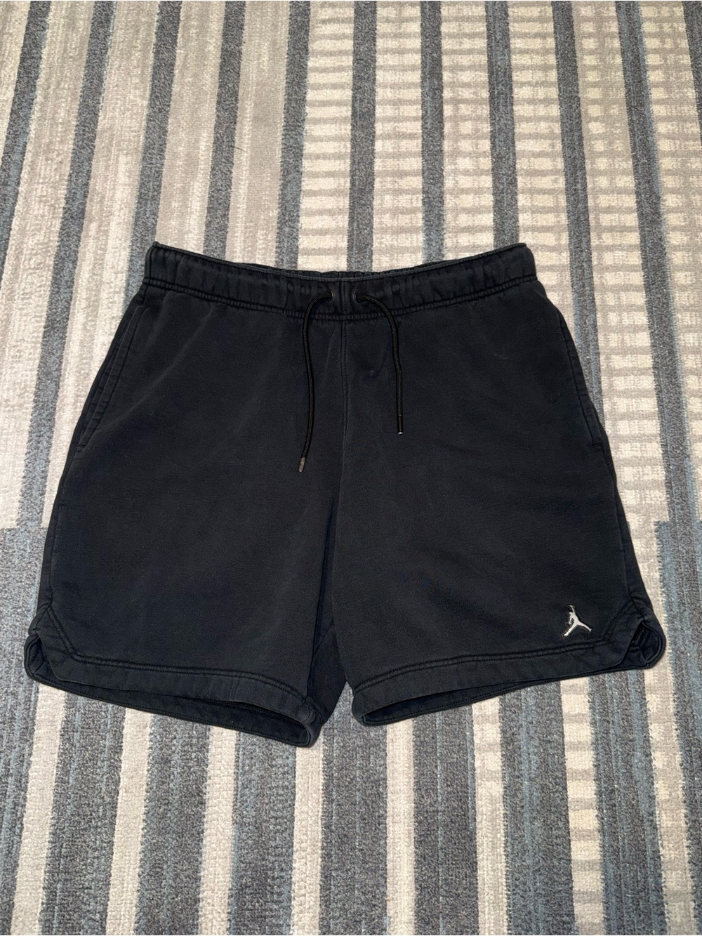 Jordan Men's Black Fleece Drawstring Shorts Pockets & Jumpman Logo Large Casual